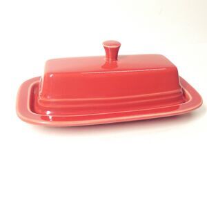 Fiesta Ware Butter Dish With Lid Scarlet Red Homer Laughlin HLC USA 7"